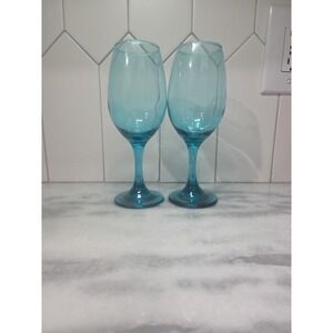 Cristar Aqua Turquoise Water Glasses, Wine Glasses Set of 2, Turquoise Stemware
